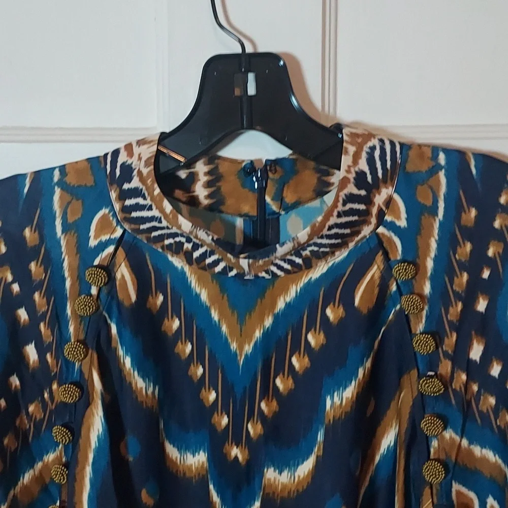 FARM Rio Women's Pineapple Ikat Raglan Sleeve Mini Dress Size Large - Picture 9 of 16